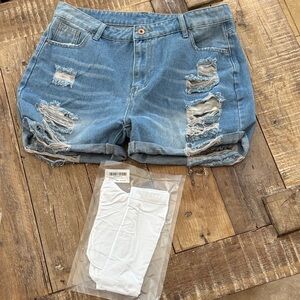 Distressed Jean Shorts (w/knee high socks-new)